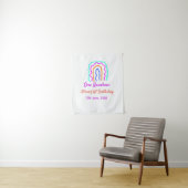 Boho regenboog één verjaardag kinderen fel retro k wandkleed (In situ)