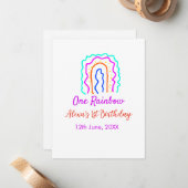 Boho regenboog één verjaardag kinderen fel retro v notitiekaartje (Voorkant / Achterkant in situ)