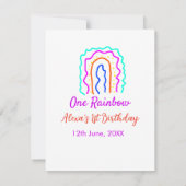 Boho regenboog één verjaardag kinderen fel retro v notitiekaartje (Achterkant)