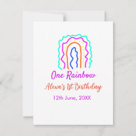Boho regenboog één verjaardag kinderen fel retro v notitiekaartje