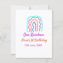 Boho regenboog één verjaardag kinderen helder retr briefkaart