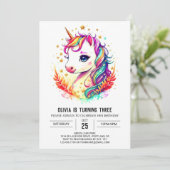 Boho regenboog eenhoorn verjaardag kaart (Staand voorkant)