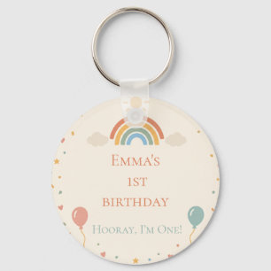 Boho Regenboog Eerste Verjaardag Sleutelhanger
