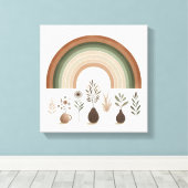 Boho Regenboog en Aardse Botanische Elementen Canvas Afdruk (Insitu (Houten vloer))