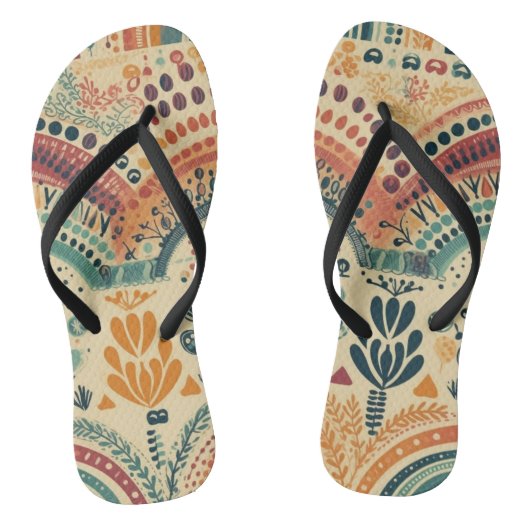 Boho  Regenboog en bladeren Teenslippers (Voetbed)