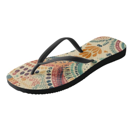 Boho  Regenboog en bladeren Teenslippers (Schuin)