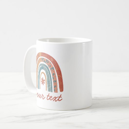 Boho Regenboog en bloem schattige Mok (Voorkant links)