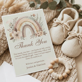 Boho Regenboog En Bloemen Baby Shower  Bedankkaart