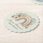 Boho regenboog en bloemen Baby shower Kartonnen Onderzetters (Gekanteld)