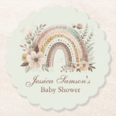 Boho regenboog en bloemen Baby shower Kartonnen Onderzetters (Voorkant)