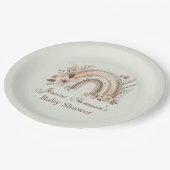 Boho Regenboog en Bloemen Baby shower Papier Bord (Gekanteld)