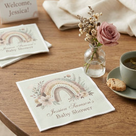 Boho Regenboog En Bloemen Baby Shower Servet