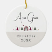 Boho Regenboog en harten met naam Foto Kerstmis Keramisch Ornament (Voorkant)
