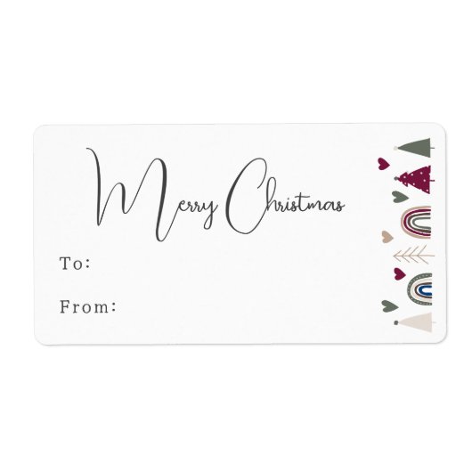 Boho Regenboog en Harten Vrolijk Kerstcadeau Etiket (Voorkant)