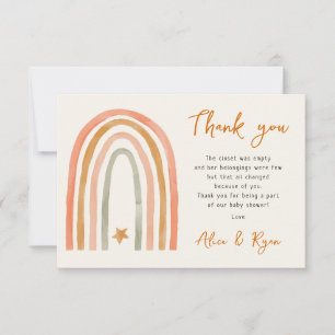 Boho Regenboog En Ster Babyfeest Gedicht Bedankkaart