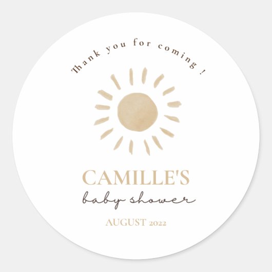 Boho Regenboog en Zonneschijn Kleurrijke Dank u Kl Ronde Sticker (Voorkant)