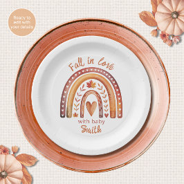 Boho Regenboog Fall in Love Baby Shower Papieren B Bordje