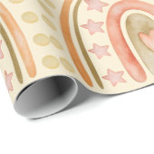 Boho Regenboog Geel Sinaasappel en Groene Meisjes Cadeaupapier (Rol Hoek)