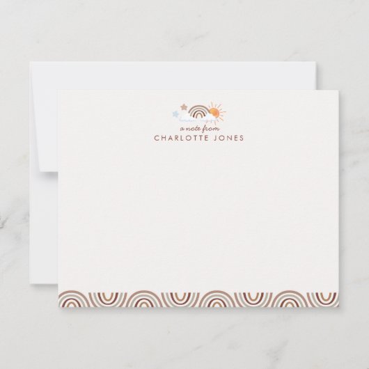 Boho regenboog geometrisch patroon Kinder briefpap Notitiekaartje (Voorkant)
