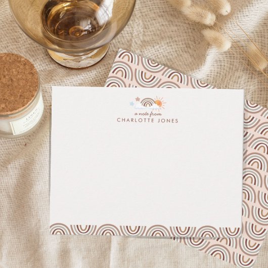 Boho regenboog geometrisch patroon kinderbriefpapi notitiekaartje