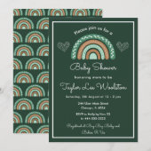 Boho Regenboog Groen en Bruin Baby shower Kaart (Voorkant / Achterkant)