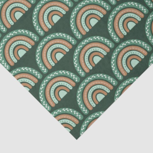 Boho Regenboog Groen en Bruin Tissuepapier (Detail)