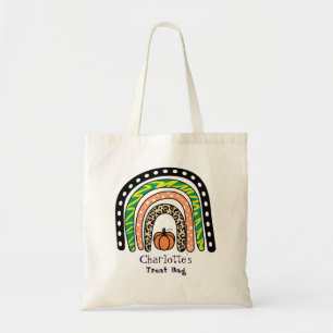 Boho Regenboog Halloween Trick or Treat Tote Bag