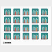 Boho regenboog hand getekend ontwerp vierkante sticker (Vel)