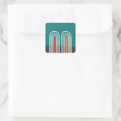 Boho regenboog hand getekend ontwerp vierkante sticker (Tas)