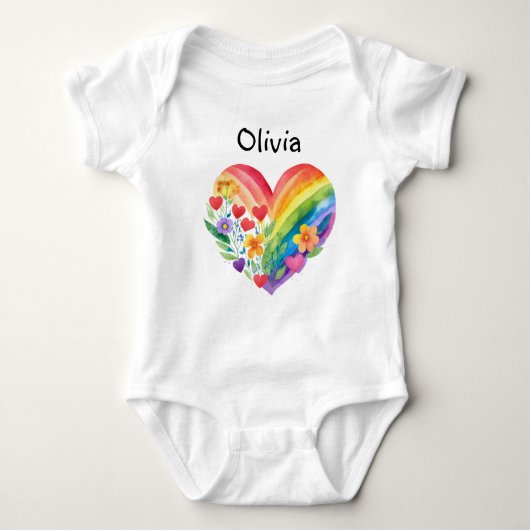 Boho Regenboog Hart Persoonlijk Romper (Voorkant)
