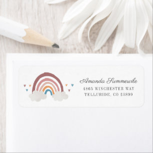 Boho Regenboog Harten Baby Shower Retouradres Etiket