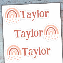 Boho Regenboog Harten Naam Vinyl Stickers - Set va