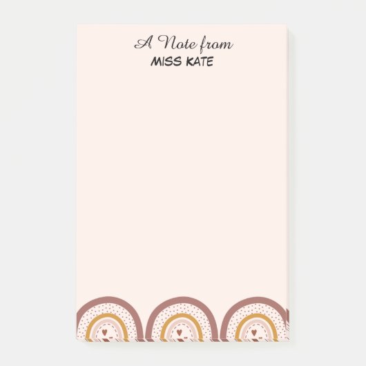 Boho Regenboog Harten Persoonlijke Teacher Post-it Post-it® Notes (Voorkant)