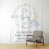 Boho regenboog jongen Baby shower welkom achtergro Wandkleed (In situ)
