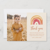 Boho regenboog Kinder foto Verjaardag Bedankkaart (Voorkant)