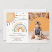 Boho regenboog kleine zonneschijn 1e verjaardag fo kaart (Voorkant)