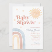 Boho Regenboog & Lachende Zon Waterverf Baby showe Kaart (Voorkant)
