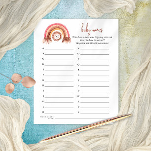 Boho Regenboog Leeuw Baby Namen Douche Spel Flyer