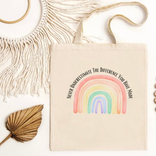 Boho regenboog leraar waardering aquarel tote bag
