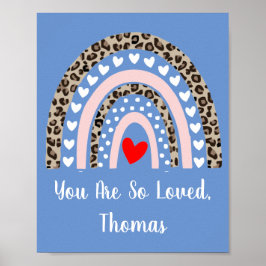 Boho Regenboog Luipaard Patroon Hartjes Jongens Nu Poster