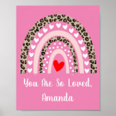 Boho Regenboog Luipaard Patroon Hartjes Kinderkame Poster (Voorkant)