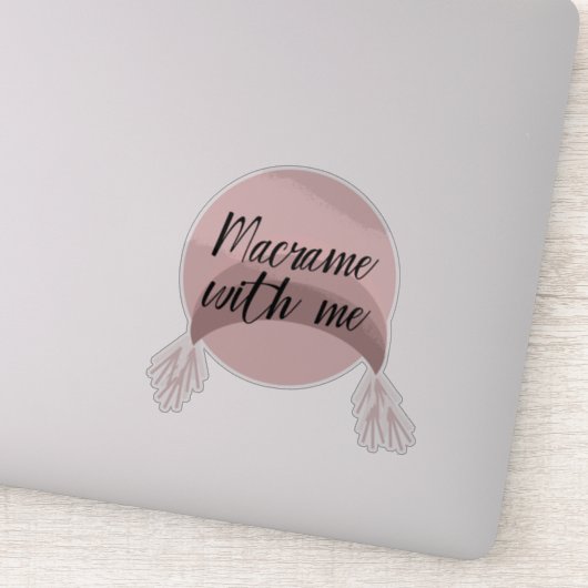 Boho Regenboog Macrame Roze Schrift Lettering Sticker (Detail)