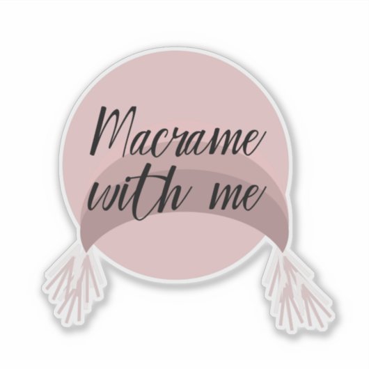Boho Regenboog Macrame Roze Schrift Lettering Sticker (Voorkant)