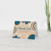 Boho Regenboog Madelief Beige Verjaardag Bedankkaart (Voorkant)