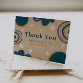 Boho Regenboog Madelief Beige Verjaardag Bedankkaart