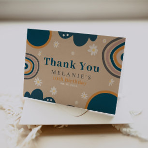 Boho Regenboog Madeliefje Beige Verjaardag Bedankkaart
