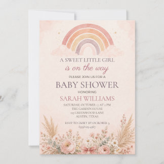 Boho Regenboog Meisje Baby Shower Kaart
