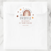 Boho regenboog meisje eerste verjaardag ronde sticker (Tas)