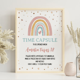Boho regenboog meisje verjaardag tijd capsule teke poster