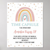 Boho regenboog meisje verjaardag tijd capsule teke poster (Voorkant)